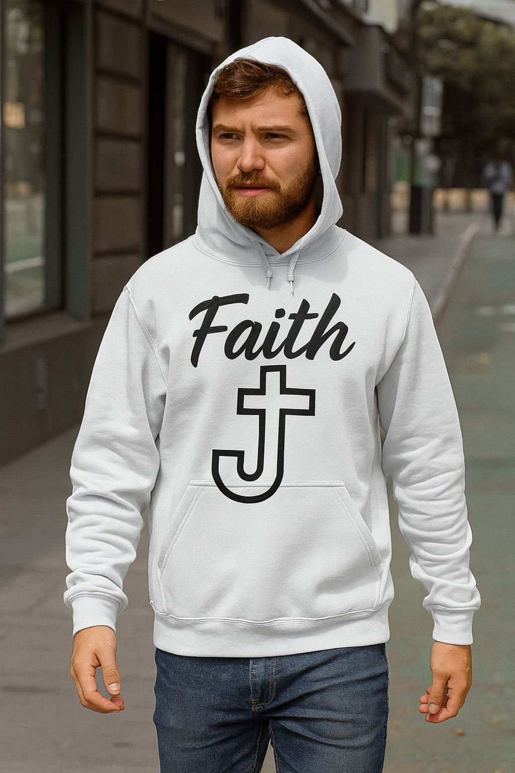 Faith Over Fear Cross Script Custom Hoodie by K&M Print Works