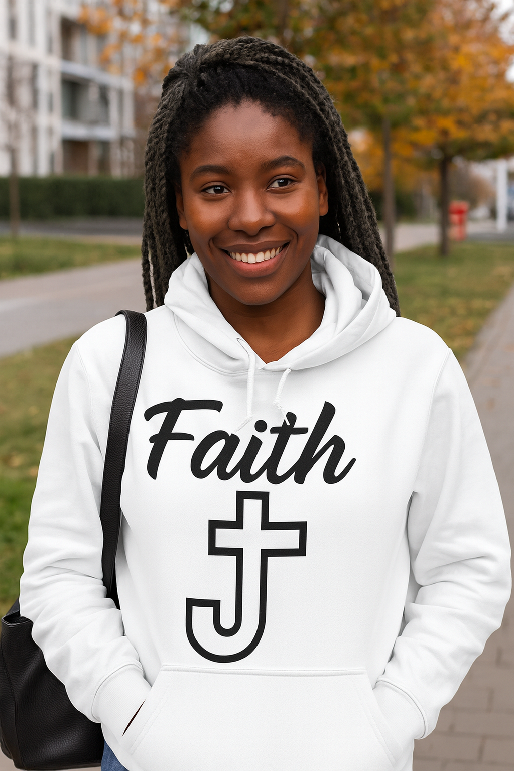 Faith Over Fear Cross Script Custom Hoodie by K&M Print Works