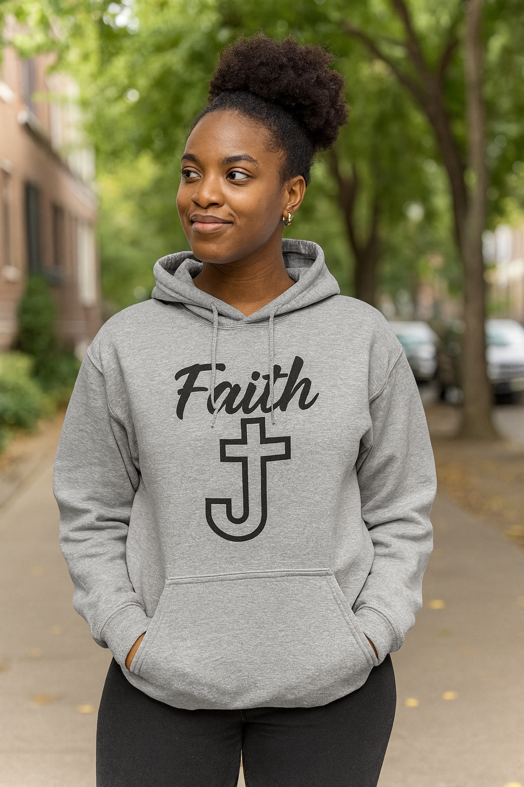 Faith Over Fear Cross Script Custom Hoodie by K&M Print Works