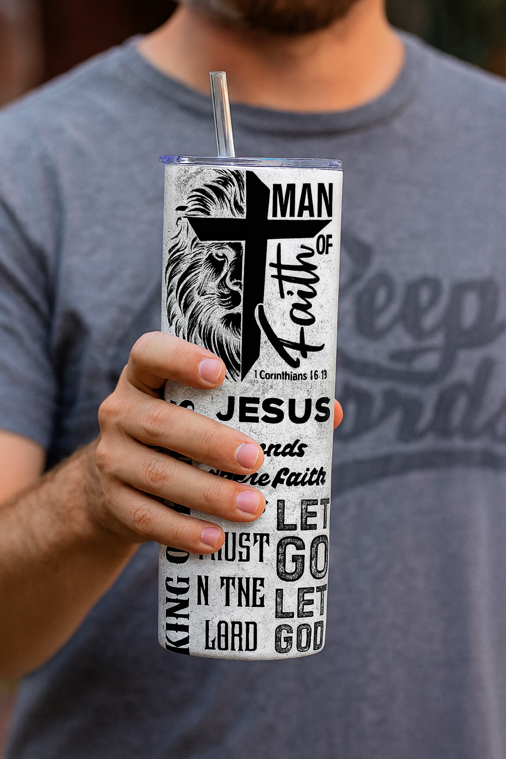 Custom Lion of Faith Tumbler Printed by K&M Print Works