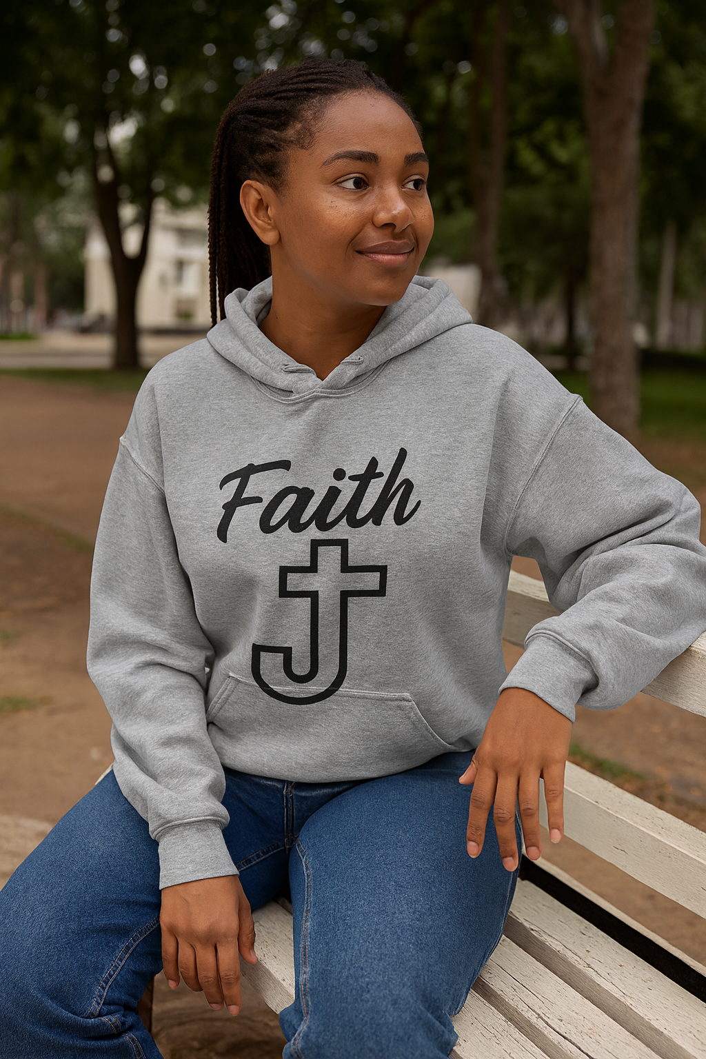 Faith Over Fear Cross Script Custom Hoodie by K&M Print Works