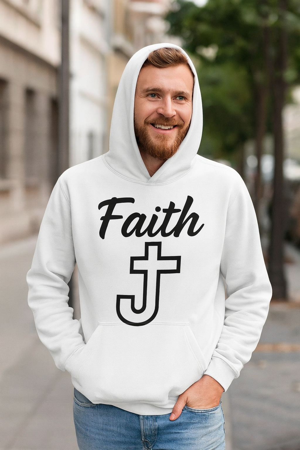 Faith Over Fear Cross Script Custom Hoodie by K&M Print Works