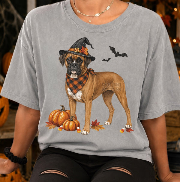 Halloween Boxer Witch Graphic T-Shirt graphic mockup