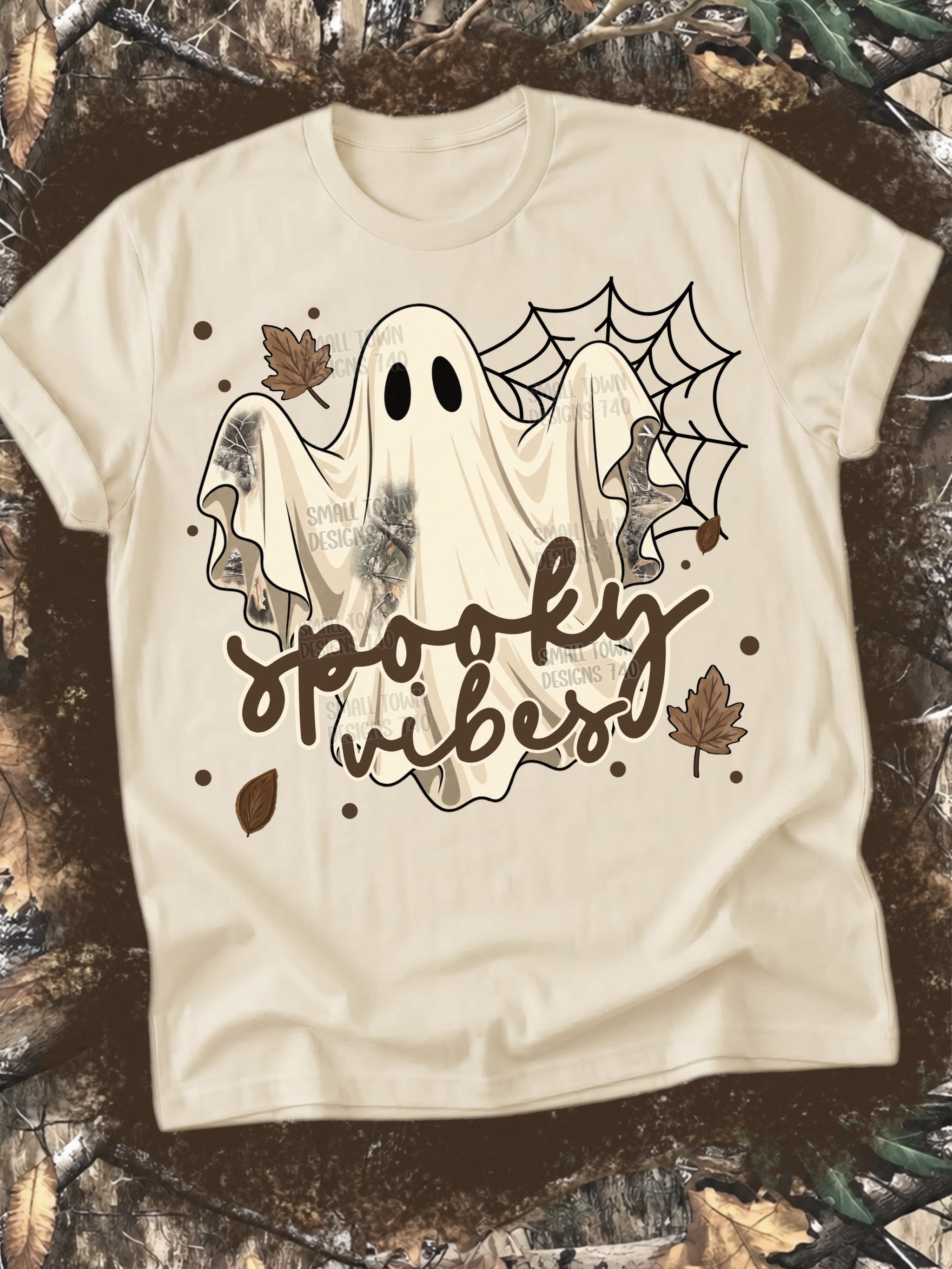 Spooky Vibes Woodland Ghost Graphic T-Shirt graphic mockup