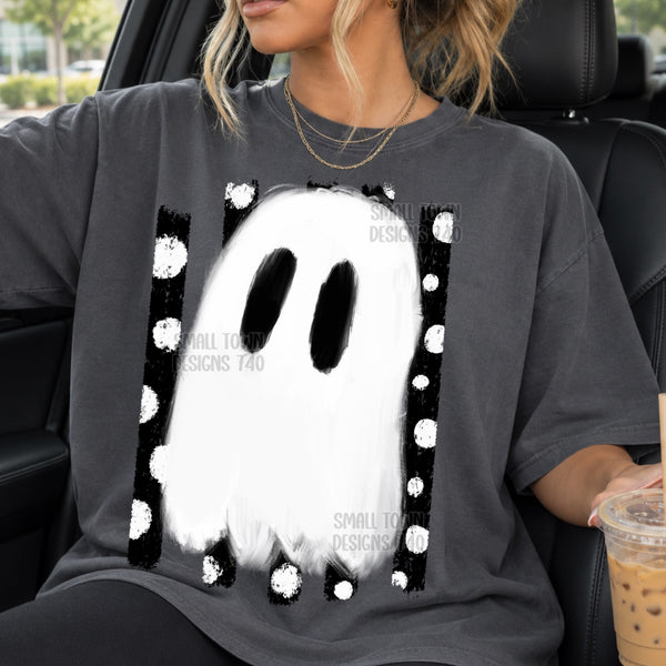 White Ghost Polka Dot Graphic T-Shirt graphic mockup