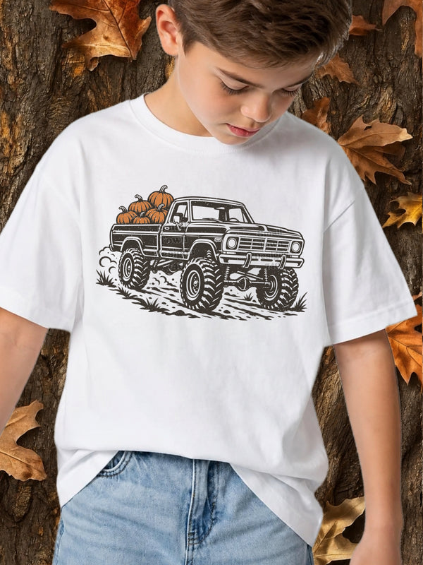 Autumn Pumpkin Monster Truck Graphic T-Shirt graphic mockup