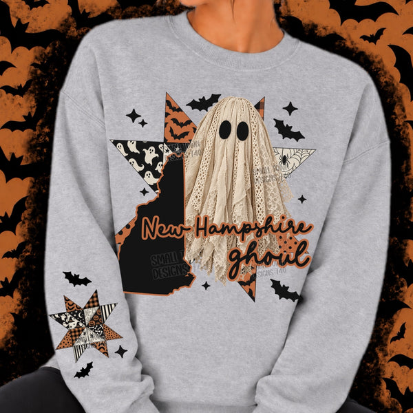 New Hampshire Ghoul Lace Ghost Graphic Shirt graphic mockup