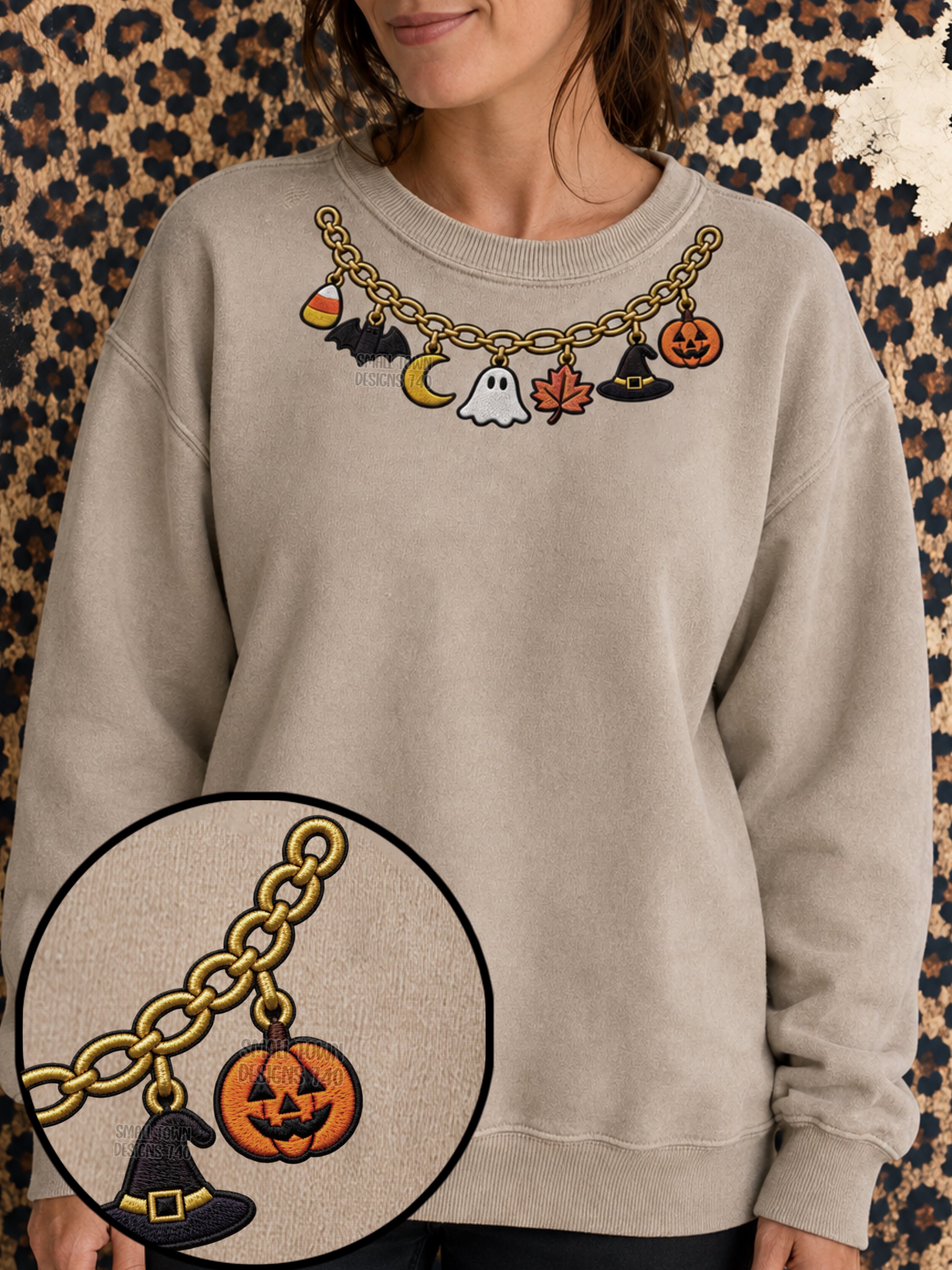 Halloween Charm Necklace Print Graphic Shirt graphic mockup