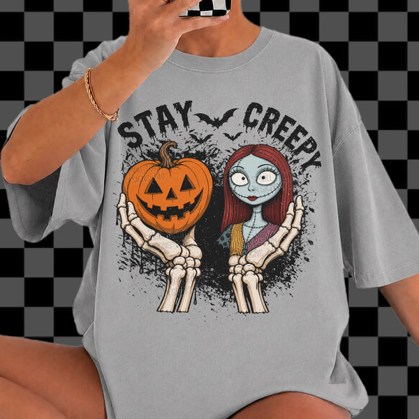 Stay Creepy Sally Pumpkin Graphic T-Shirt graphic mockup