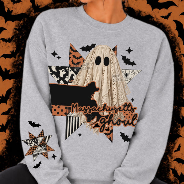 Massachusetts Ghoul Lace Ghost Graphic Shirt graphic mockup
