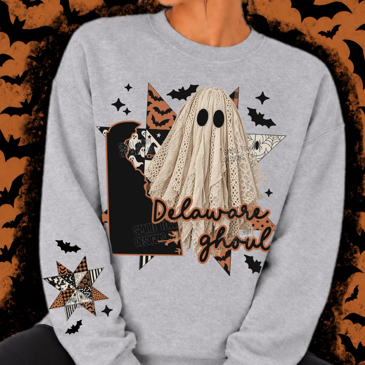 Delaware Ghoul Lace Ghost Graphic Shirt graphic mockup