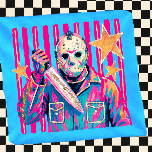 Neon Jason Hockey Mask Graphic T-Shirt graphic mockup