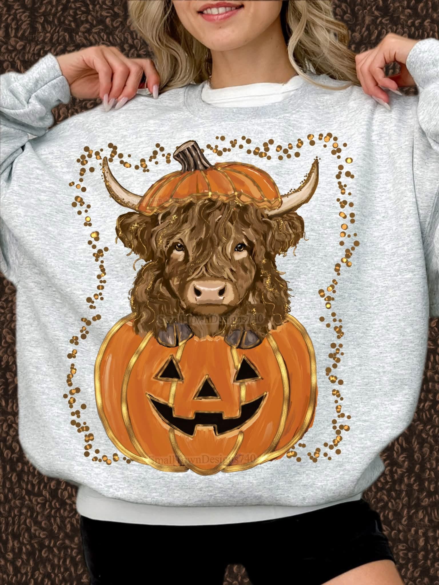 Highland Cow Jack-o-Lantern Graphic Shirt graphic mockup