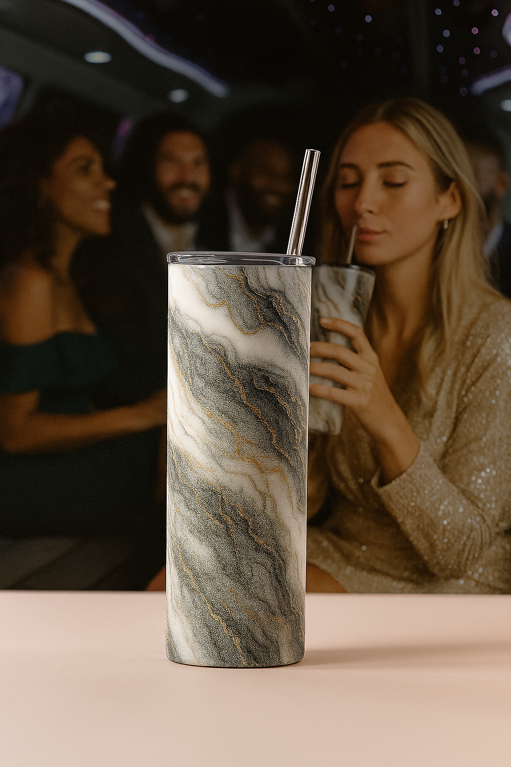 Custom Marble Skinny Tumbler by K&M Print Works