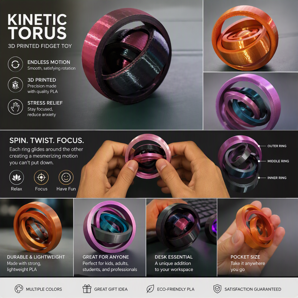 Kinetic Torus — 3D Printed Fidget Toy