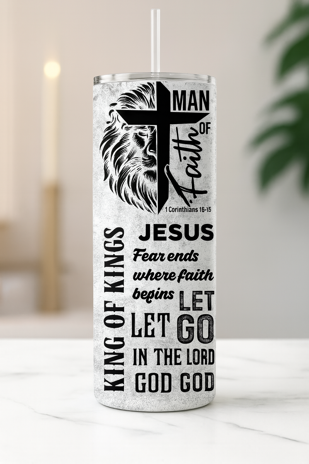 Custom Lion of Faith Tumbler Printed by K&M Print Works