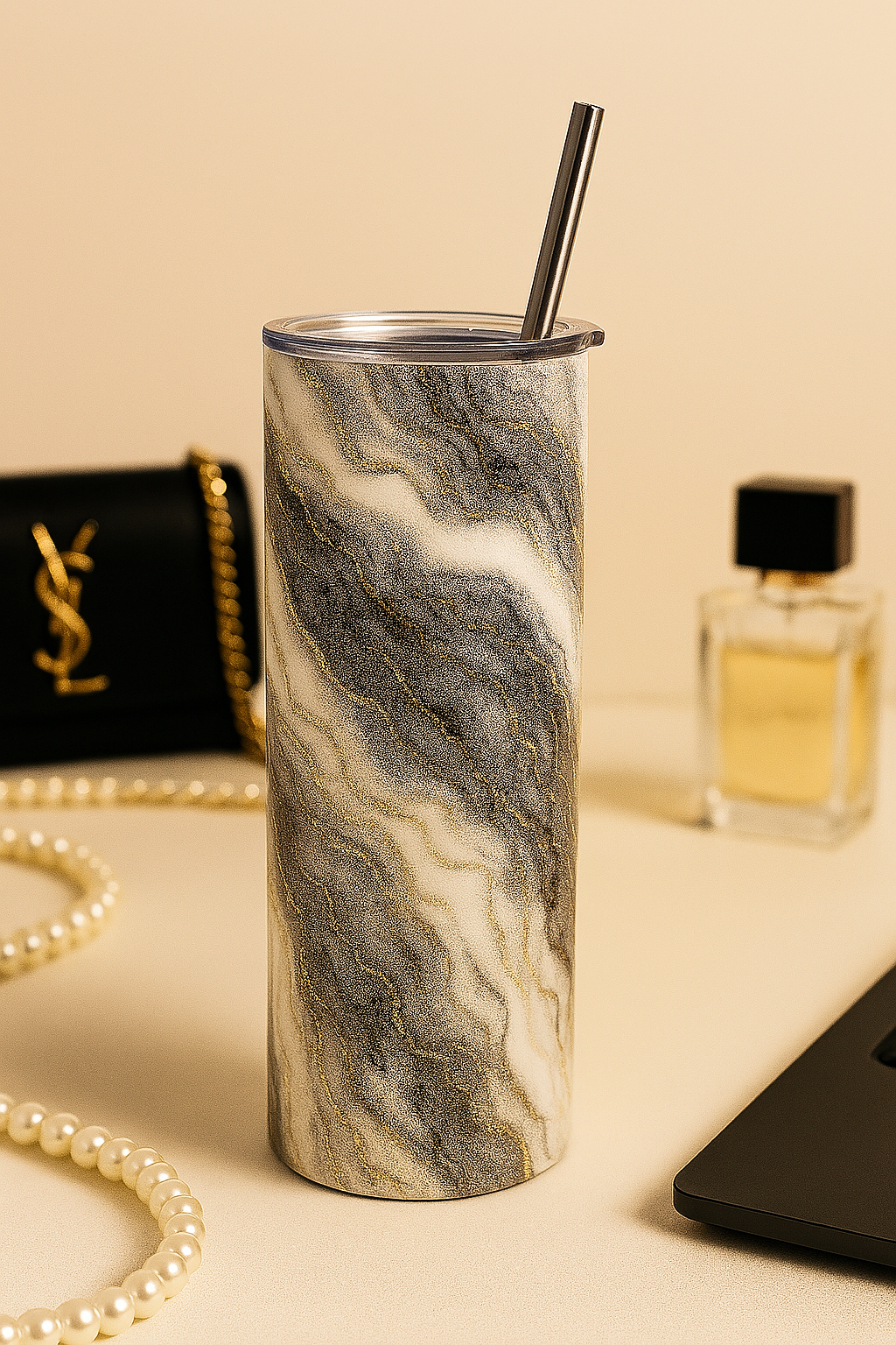 Custom Marble Skinny Tumbler by K&M Print Works